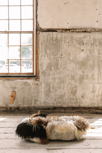 Sheepskin floor sculpture Rock