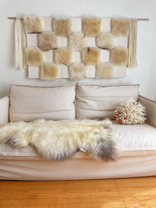 Sheepskin Checker on Felt Wall Hanging with Wool Fringe